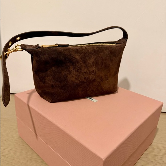 Miu Miu Handbags - Miu Miu Brown Suede Shoulder Bag